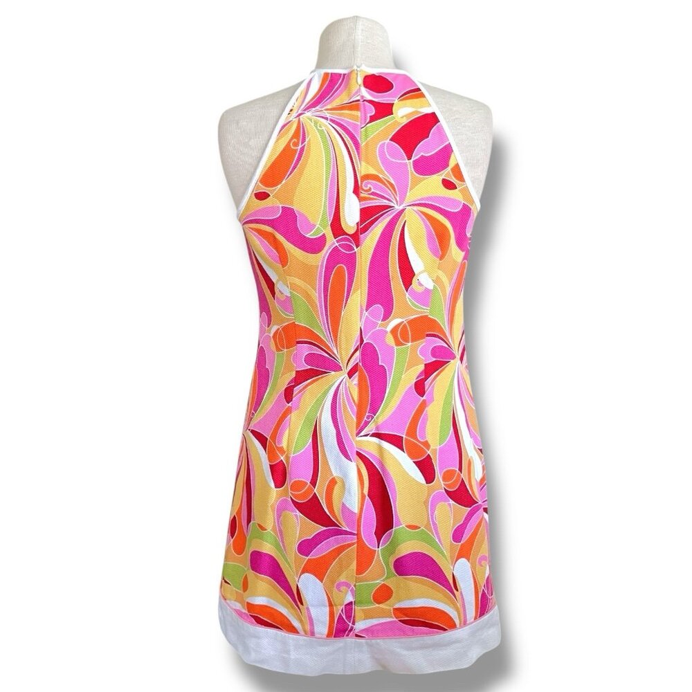 Vintage 90s Laundry Shelli Segal Womens Dress Sz 6 Pink Groovy Sheath Retro 60s - Picture 9 of 10